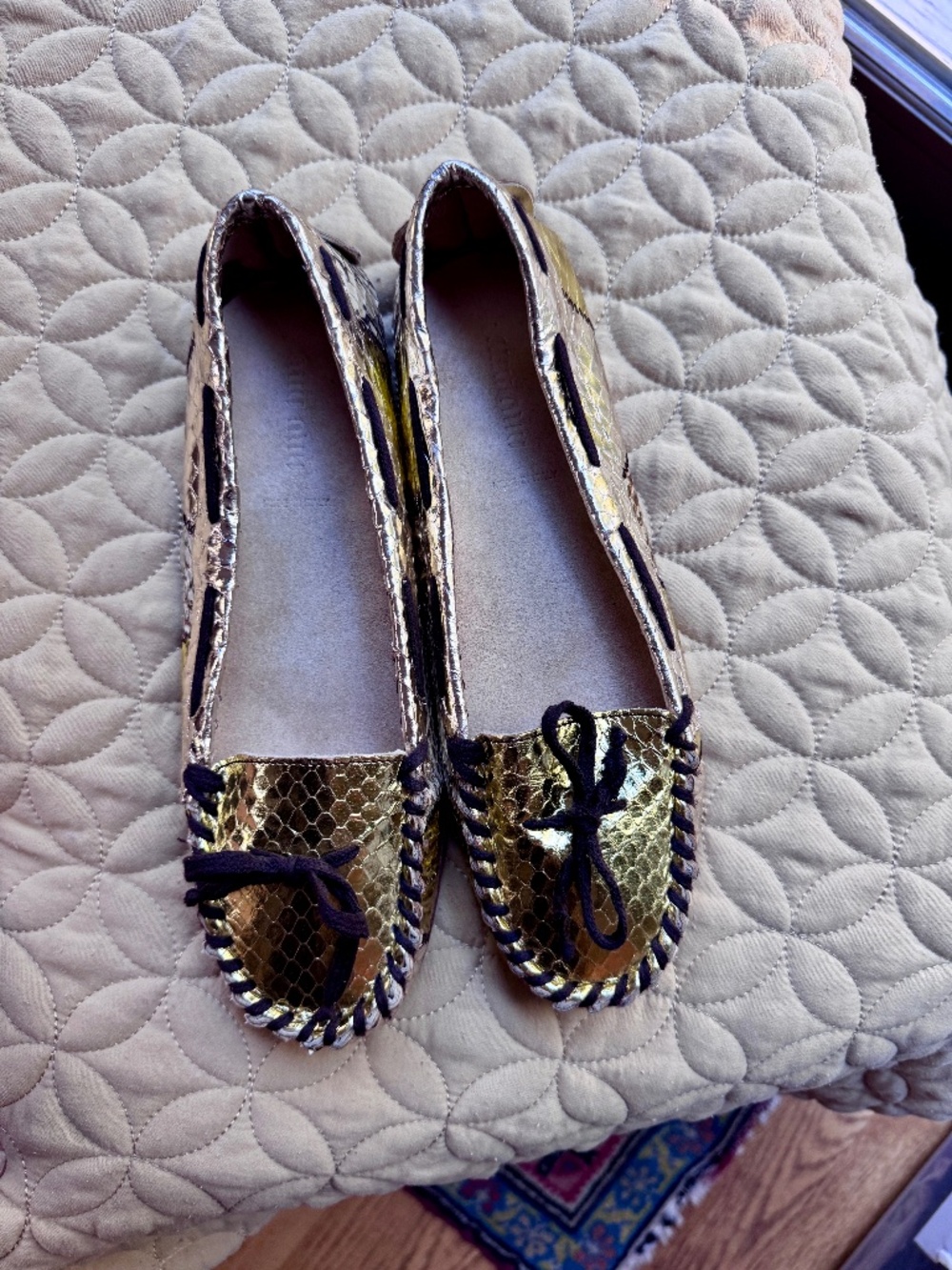MIU MIU Vintage/ Y2K-era Gold Moccasins/Loafers/Flats